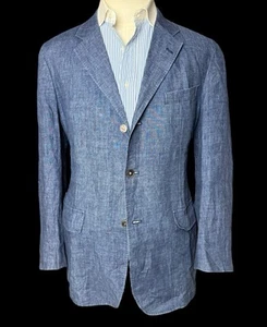 Stanley Blecker Japanese Linen 42S French Blue Unlined Made In Japan - Picture 1 of 13