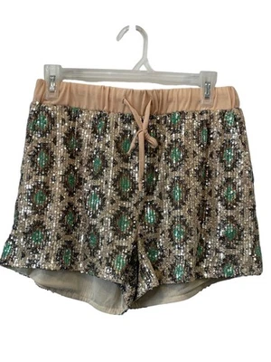 Rowdy Crowd Ropa Pantalones Cortos Talla Grande Lentejuelas Azteca Cordón Rancho Verano NUEVO Foto 1 de 4