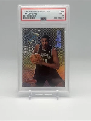 1997 Bowmans Best Picks BP8 Refractor Tim Duncan Spurs Rookie RC PSA 9 - Image 1 of 2