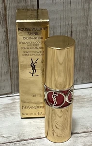 YSL Rouge Volupte Shine Oil-In-Stick Lipstick 45 ROUGE TUXEDO Yves NEW IN BOX - Picture 1 of 8