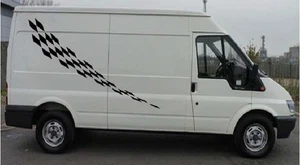 CHEQUERED FLAG VAN GRAPHICS DECALS STICKERS VITO TRANSIT SPRINTER - Picture 1 of 2