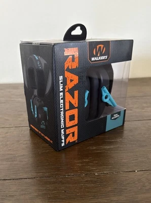 Walker’s Razor Slim Electronic Muff (Black/Teal) - Image 1 of 3