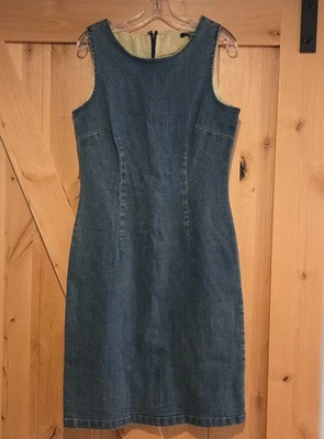 Vestido recto de mezclilla elástico sin mangas talla 6 de Chadwicks of Boston midi cremallera hasta la rodilla Foto 1 de 4