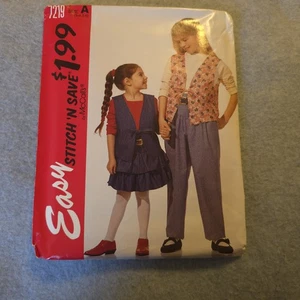 Vintage McCall’s Stitch ’N Save 7219 Girls Vest Skirt Pants Sewing Pattern Kids - Picture 1 of 7
