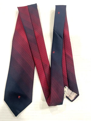 Vintage Pierre Carden Paris New York Tie Red Navy Stripe NOS w/ The Broadway Tag - Image 1 of 4