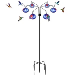 Hummingbird Feeders for Outdoors Hanging6 Feeding Stations Hand Blow Glass Hu... - Picture 1 of 6
