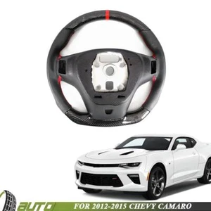 For 2012-2015 Chevy Camaro Leather Steering Wheel with Red Stitching Indicator - Picture 1 of 7
