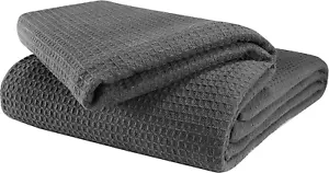 100% Cotton Thermal Blanket, Breathable Bed Blanket Twin Size, Soft Wa - Picture 1 of 9