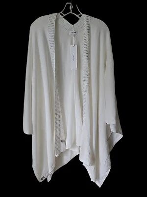 Calvin Klein 开衫毛衣均码面霜装饰水钻 Drapey 全新 — 第 1/4 张图片