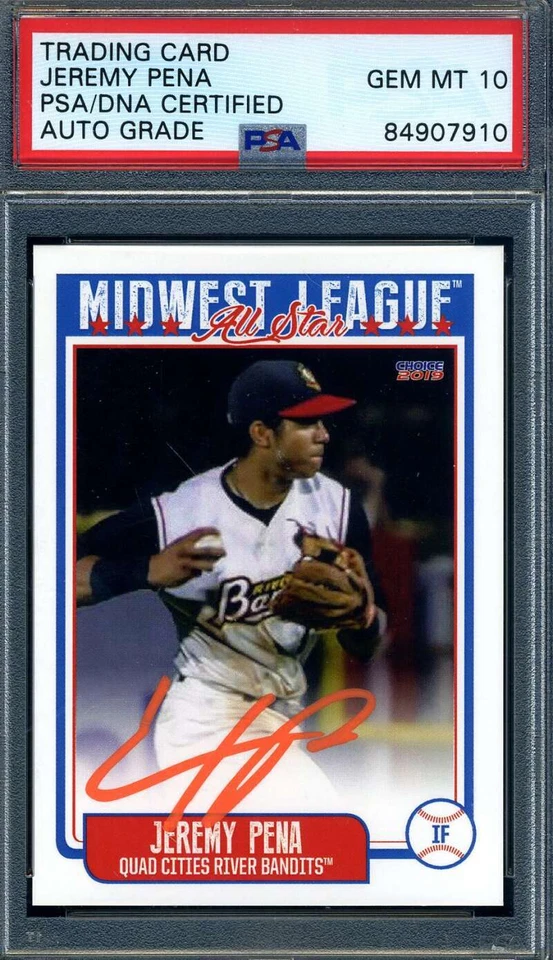Jeremy  Pena Gem Mint 10 PSA DNA Signed 2019 Choice All Star Rookie Autograph - Image 1 of 1