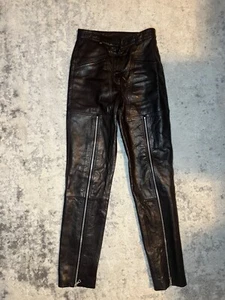Dries Van Noten Leather Pants Chocolate Brown Black Size 36FR Size 4 US - Picture 1 of 14