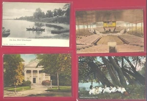 VINTAGE LOT 4 CHAUTAUQUA LAKE NY VIEWS c1908 VG HOME OF HILARY CLINTON RARE - Picture 1 of 1
