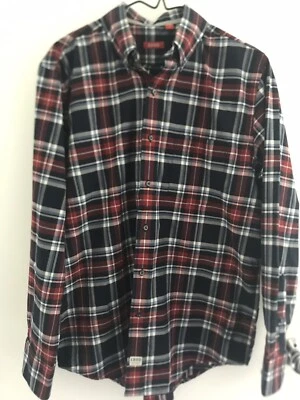 IZOD длинным рукавом мужской пуговицах Оксфорд платье рубашка синий красный клетку размер средний - Изображение 1 из 4