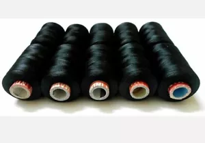 Viscose Rayon Yarn Thread Black, Shiny For Embroidery/Bangle/Jewell 10 Spools - Picture 1 of 3