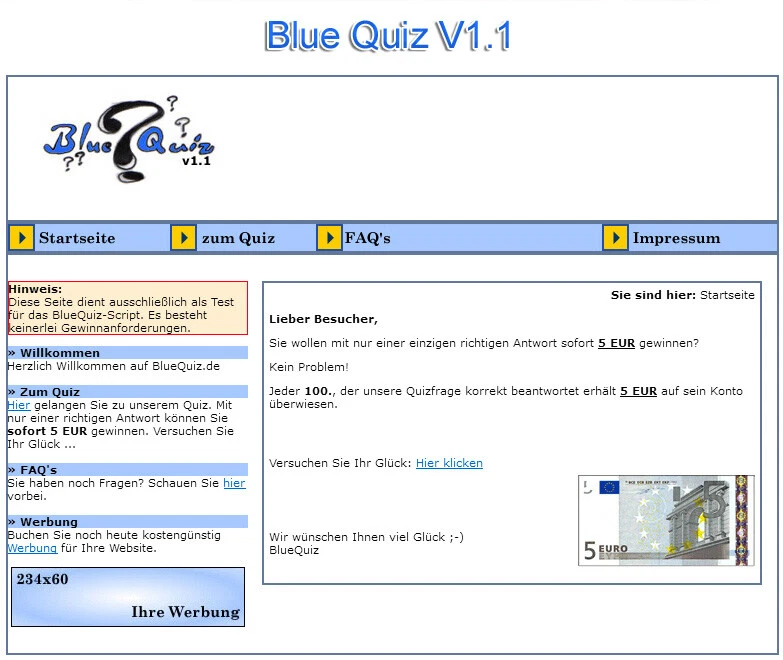 Blue Quiz V1.1 - PHP-Script - Bild 1 von 1