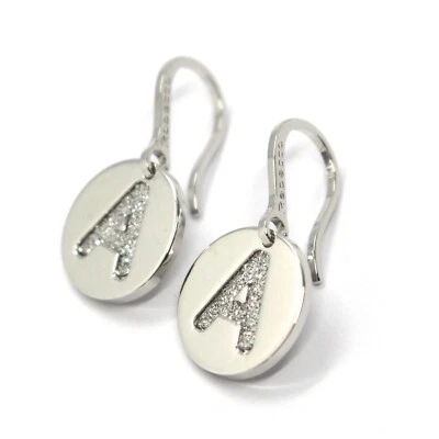 REBECCA BRONZE EARRINGS, PENDANT 27 MM, DISC, LETTER A WITH GLAM, MADE IN ITALY - Image 1 of 2