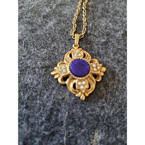 Vintage Avon Viennese Collection Blue Lapis with Faux Pearls Necklace - Picture 1 of 5