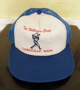 Vintage TED WILLIAMS Baseball Camp Lakeville MA Blue (Adjust Snap Back) Mesh Cap - Picture 1 of 5