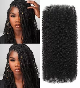 Afro Kinky Bulk Human Hair 20 Inch Double Drawn 35g/Bag #1B Natural Black - Picture 1 of 7