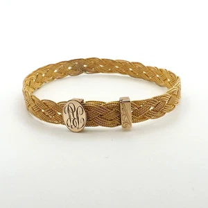Antique 14k Gold Filled Braided Mesh Bangle Bracelet Adjustable 6in to 9in 15gr - Picture 1 of 6