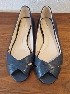 LANDS´END Peep-Toe-Sandalen, Leder, dunkelblau, 36, NEU - Bild 1 von 6