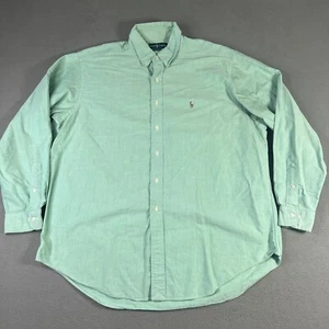 Ralph Lauren Mens Dress Shirt 17.5 36-37 Green Classic Fit Button Flesh Pony - Picture 1 of 12