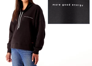Peace Love World Alina Pullover Funnel Neck Sweatshirt- BLACK, MEDIUM - Picture 1 of 1