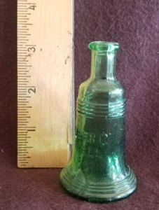 Vintage Liberty Bell green glass bottle - 3" Tall - No Cork - Picture 1 of 7