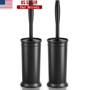 Toilet Brush Holder Set Extra Long Handle Compact Design Durable Cleaning Tool - Picture 1 of 7