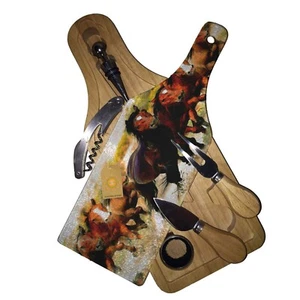Wine & Cheese Glass Cutting Board Gift Set - Wild Mustang Horses Western Prairie - Picture 1 of 1