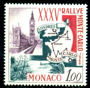 1966 Rally di Montecarlo, Route London -M. Carlo, Big Ben, Cityscape, Monaco, M.824, nuovo di zecca - Foto 1 di 2
