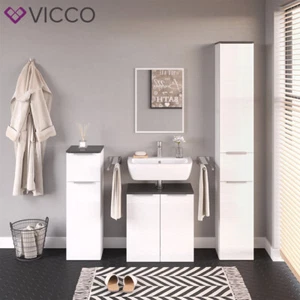 VICCO baño completo OTIS blanco - mueble alto mueble bajo mueble midi con espejo - Imagen 1 de 29