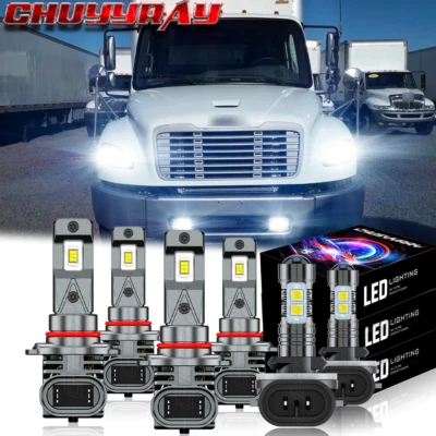 For Freightliner M2 106 2011-17 Front LED Headlight Hi/Lo+Fog Light Bulbs Kit - Image 1 of 4