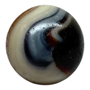 .67” Akro? Multi Color Swirl w/ OXBLOOD? Cherry Trans Base Vintage Glass Marble - Picture 1 of 10