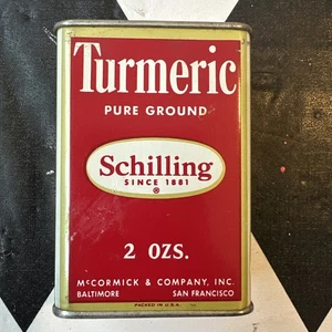 Vintage Spice Tin, 1950 Schilling 2 oz Turmeric, from San Francisco - Picture 1 of 6
