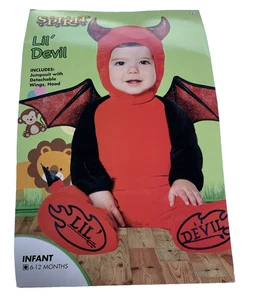 Spirit Halloween Lil' Devil Baby Costume 3 Pc Sz 6-12 months Snaps Jumpsuit - Picture 1 of 14