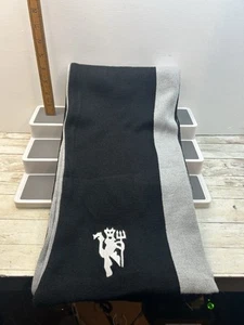 Manchester United Black & Grey Wool Scarf Football Club 158cm Rare Authentic - Picture 1 of 3