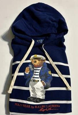 Polo Ralph Lauren Captain Sailor Bear Sudadera con Capucha Azul Blanco Para Hombre Talla Pequeña  Foto 1 de 4