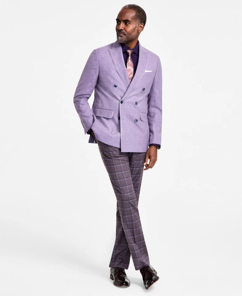 Tallia мужской Slim fit двубортный костюм куртка Blazer 36 R фиолетовый твердый - Изображение 1 из 1