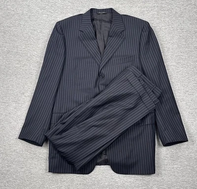 CANALI Suit Mens 2-Piece 44L Jacket 36x33 Pants Blue Striped Wool Italy Made - Image 1 of 4