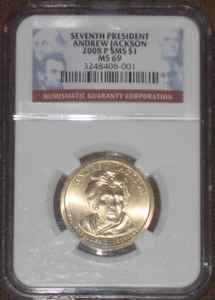 2008 P Andrew Jackson Presidential dollar NGC MS69 SMS high grade rare! $1 - Picture 1 of 3