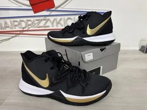 Nike Kyrie 5 Black Metallic Gold AO2918-007 irving BASKETBALL sneakers Men sz 13 - Picture 1 of 7