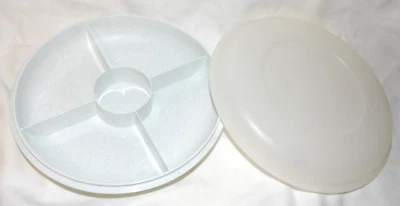 TUPPERWARE Vintage DIVIDED Speckled Veggie Snack Container &Cover 1708  1709 - Image 1 of 3
