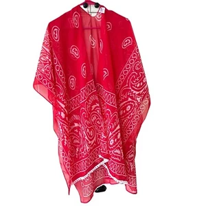 Boutique Bandana Strandabdeckung offen vorne leicht durchsichtig Poncho Kimono Tasse - Bild 1 von 3