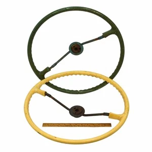 Vintage FARM TRACTOR STEERING WHEEL Lot of 2 OLD WHEELS Green & Yellow STEAMPUNK - Picture 1 of 12