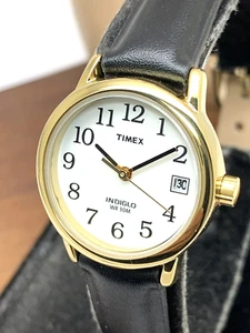 Reloj Timex Mujer T2H341 Indiglo Cuarzo Negro Cuero Correa Pequeña Fecha 25mm - Imagen 1 de 13