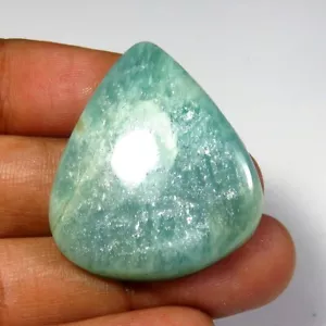 Natural Sparkle Amazonite Cabochon 32x28 mm Handmade Plain Pear Gemstone AN-82 - Picture 1 of 9