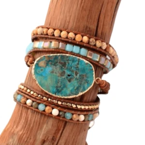 ANANTA STONES "BOHO Chic" Healing Ocean Jasper Beaded Wrap Bracelet - Picture 1 of 5