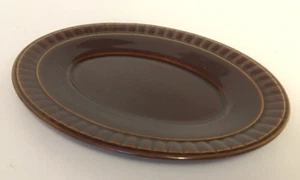 VTG 1950s ROYAL WORCESTER PALISSY “SIENNA” DARK BROWN OVAL PLATE L21cm - Picture 1 of 4