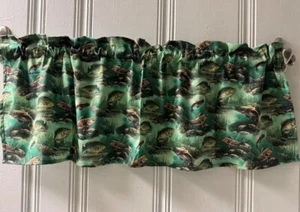 Fish Valance or Curtain Panel Fishing Cabin kitchen window treatment RV Camper - Picture 1 of 3